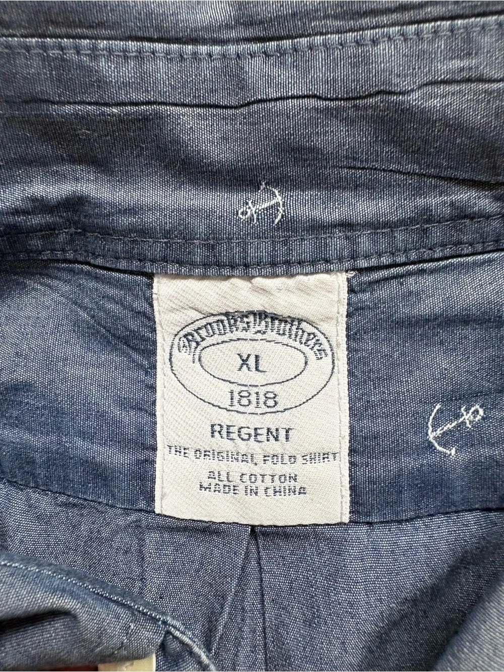 Brooks Brothers Anchor-Print Chambray Button-Down Shirt- size XL